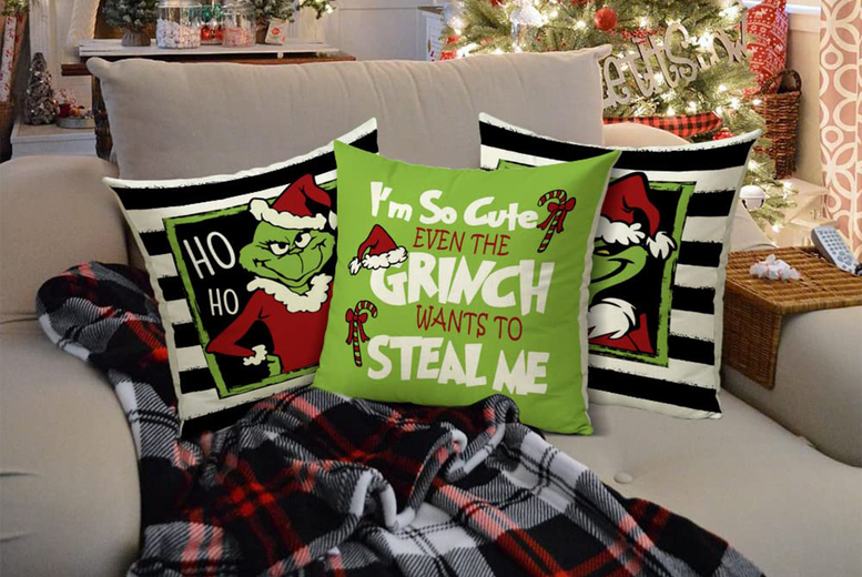 4Pcs Grinch Christmas Pillow Covers in 3 Style Options