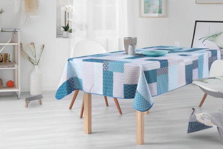Stain Resistant Tablecloth PatchworkBlue at LivingSocial