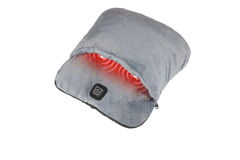 USB Heated Electric Foot Warmer – Plush Grey | Wowcher