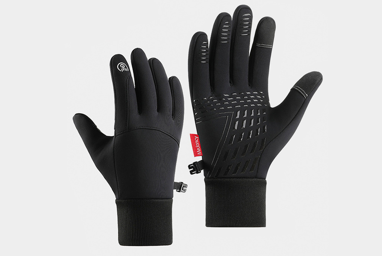 Unisex Black Thermal Touchscreen Anti-Slip Winter Gloves – Faux Fleece, Unisex, Outdoor | Wowcher