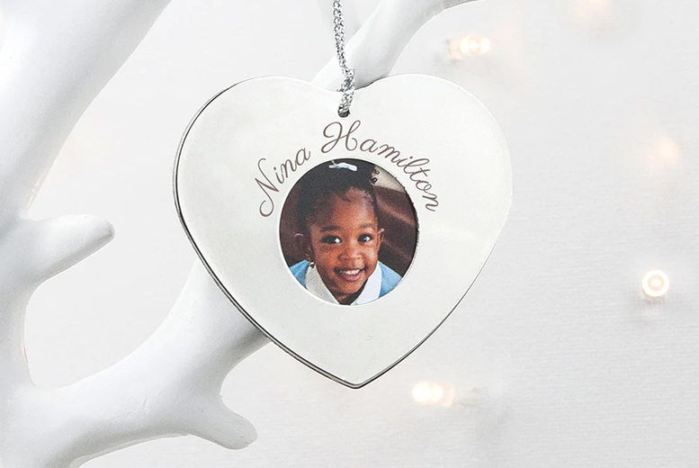 Personalised Heart Shaped Frame for Christmas Tree Decoration | Wowcher