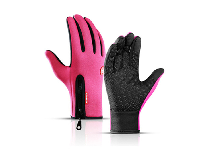 Unisex L / PINK: A pair of touch screen waterproof thermal gloves | Wowcher
