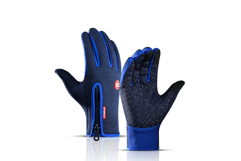 Unisex M / NAVY BLUE: A pair of touch screen waterproof thermal gloves | Wowcher