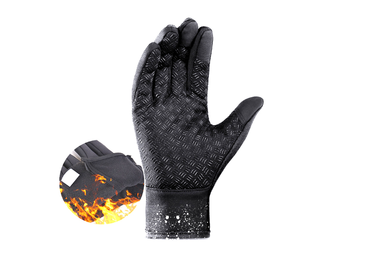 Unisex L / BLACK: A pair of touch screen waterproof thermal gloves | Wowcher