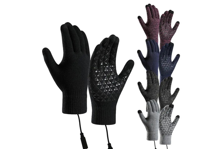 Unisex Black Touchscreen Thermal Electric Heating Gloves - Unisex, 5 Colours, Winter Outdoor | Wowcher