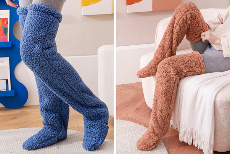 Fluffy Thigh High Leg Warmer Socks in 5 Colours