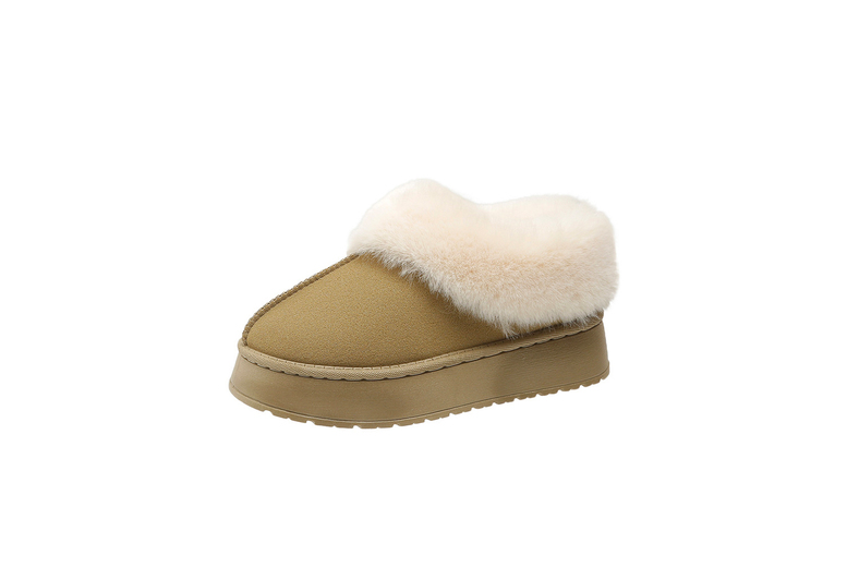 UK6.5 / KHAKHI: Women's   Plush Short Snow Boots | Wowcher