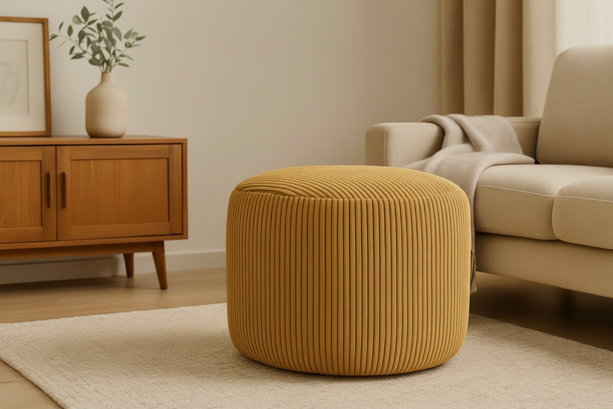 Oval Jumbo Cord Pouffe Bean Bag Footstool – Plush Shredded Foam, Lightweight, 4 Colours | Wowcher