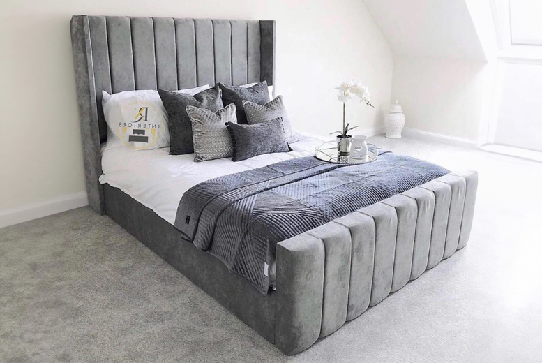Elegant Winged Panel Bed Frame & Base | Wowcher