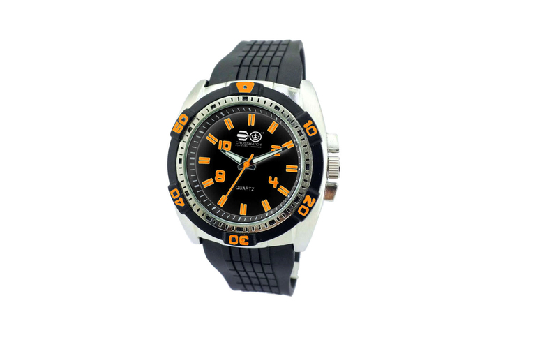CRS45B Quartz Baton Watch – Orange Dial, Silicon Strap, 1-Year Battery, 12-Month Warranty | Wowcher