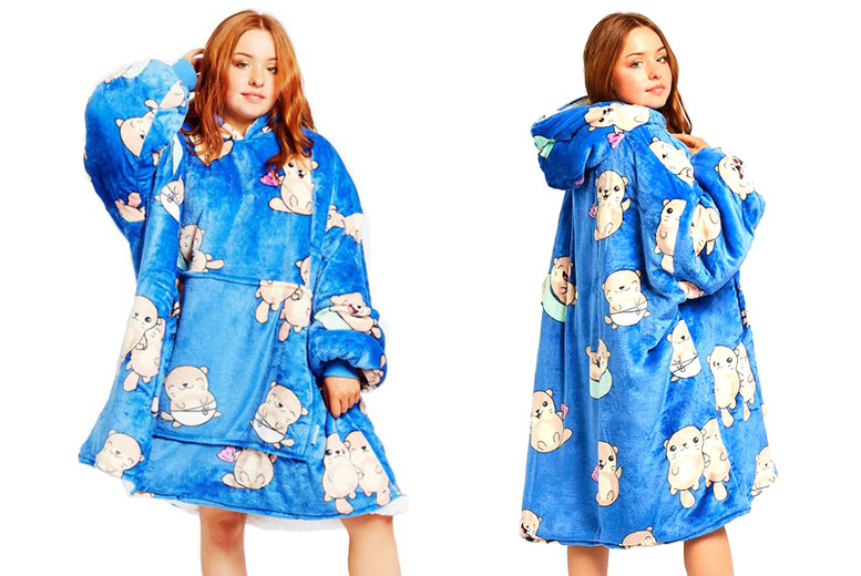 Unisex Blue Lightweight Breathable Summer Hoodie Blanket – Oversized & Versatile | Wowcher