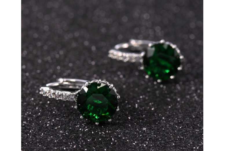 Stunning Emerald-Green Huggies Earrings | Wowcher