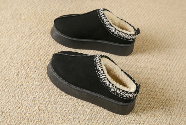 Unisex UK 6.5 / BLACK: An   cosy platform footwear | Wowcher