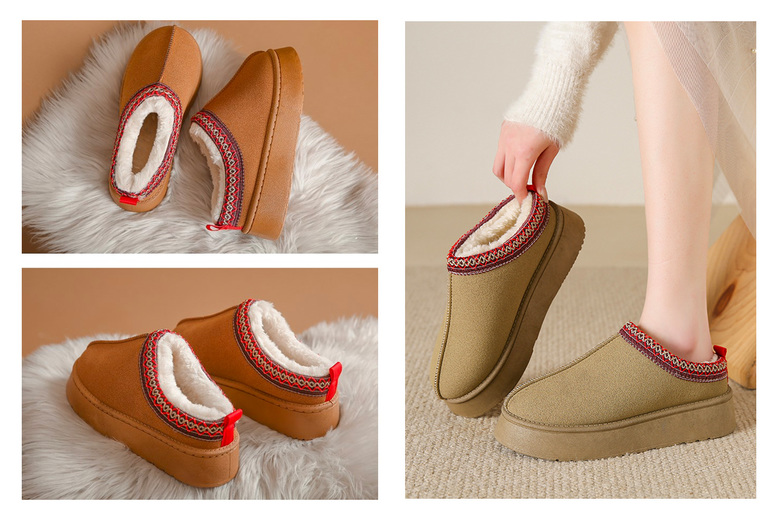 Unisex UK 5.5 / CHESTNUT: An   cosy platform footwear | Wowcher