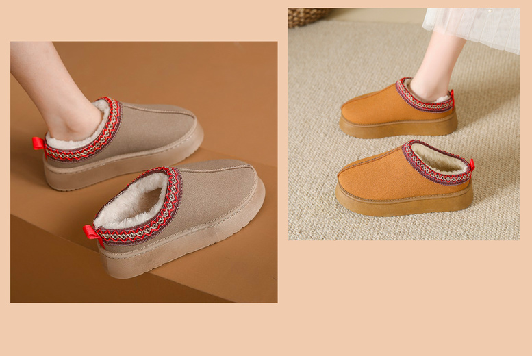 Unisex UK 5 / CHESTNUT: An   cosy platform footwear | Wowcher