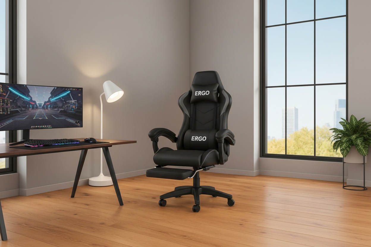 Ergonomic Racing Style Gaming Chair with Footrest – PU Leather, Adjustable Tilt, 130kg Capacity | Wowcher Ergonomic Racing Style Gaming Chair with Footrest – PU Leather, Adjustable Tilt, 130kg Capacity | Wowcher