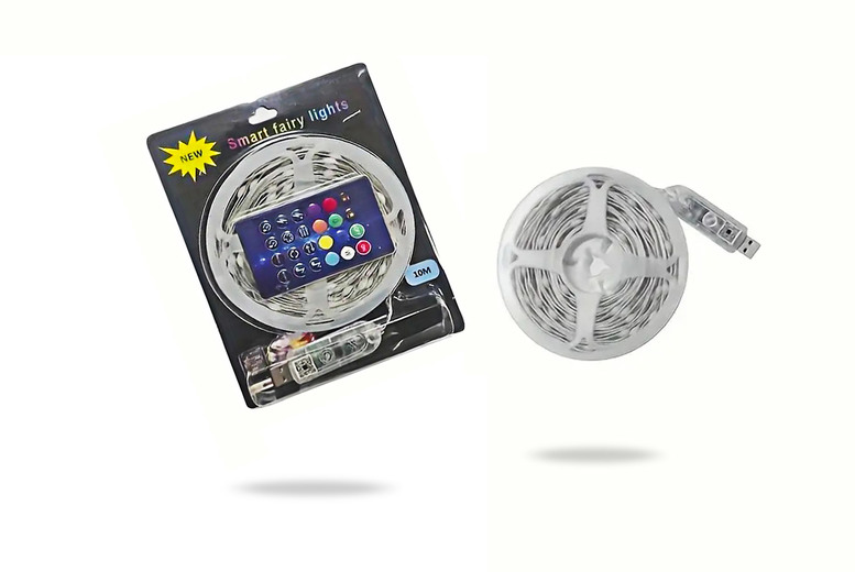 SMART App Controlled LED String Lights – USB Powered, Indoor/Outdoor, 5m or 10m Options | Wowcher