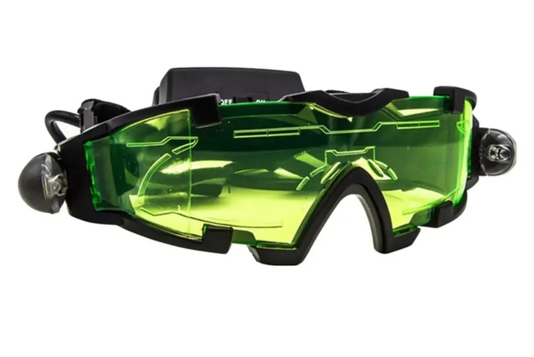 Adjustable LED Night Vision Goggles – Kids’ Safety Lighting, Green & Black | Wowcher