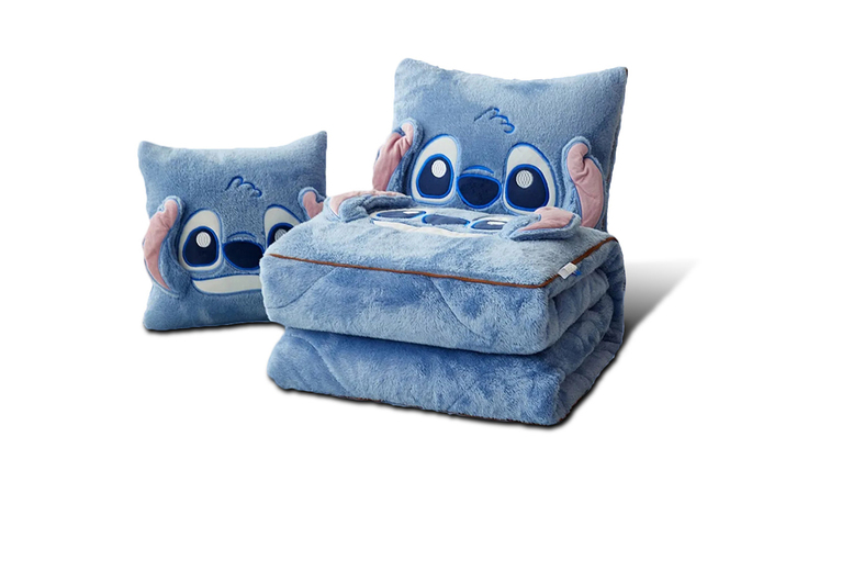 Cartoon  2-in-1 Machine Washable Polyester Pillow Blanket – Cosy, Portable, Durable – 40cm x 40cm or 50cm x 50cm | Wowcher