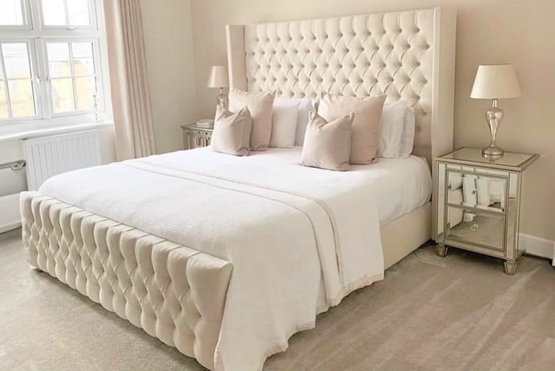 Luxury Wingback Bed Frame – Elegant & Sturdy Design | Wowcher