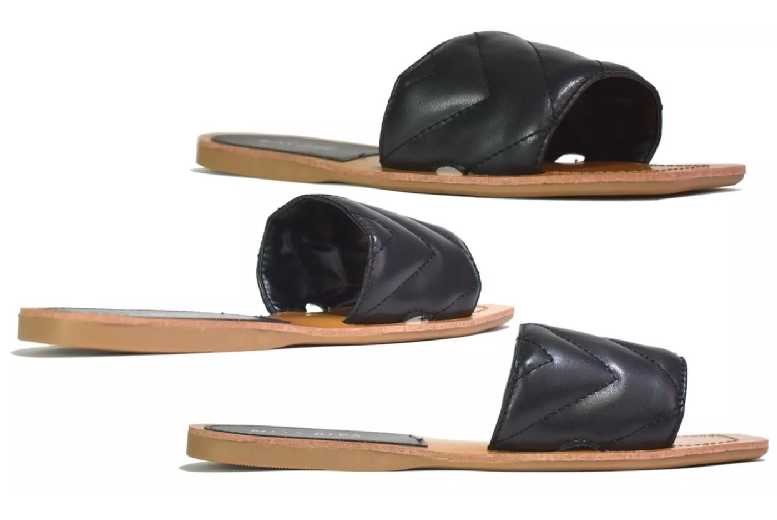 Black Women’s Wide Fit Flat Slide Sandals – Casual Comfort Slides for Summer | Wowcher