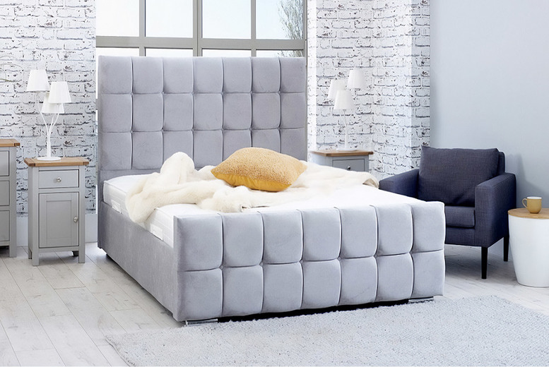 Silver Plush Velvet Ottoman Storage Bed with Lift-Up Mechanism – Multiple Sizes | Wowcher Silver Plush Velvet Ottoman Storage Bed with Lift-Up Mechanism – Multiple Sizes | Wowcher