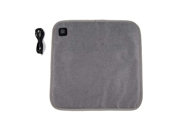 USB Heated Seat Cushion – Soft Grey, Anti-Slip, Adjustable Warmth (Cushion Only or Cushion & Back) | Wowcher