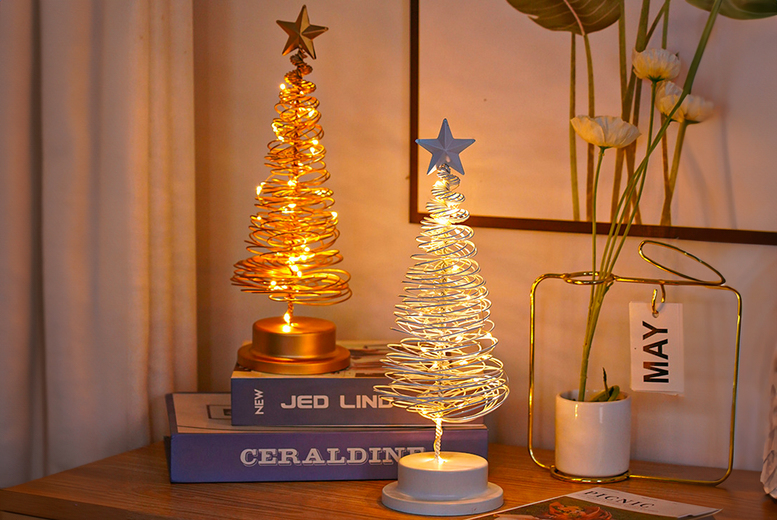 Christmas Tree Table Centerpiece Iron Night Lamp in 4 Styles | Wowcher