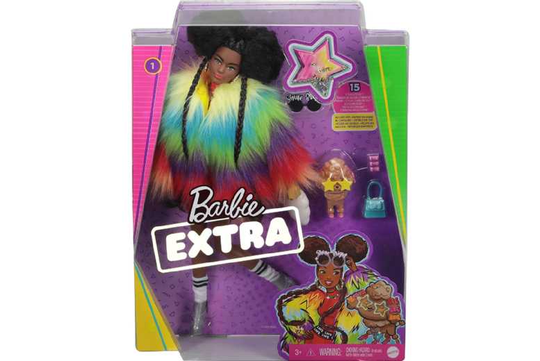 Barbie Extra Doll - Furry Rainbow Coat - Imaginative Play for Ages 3+ | Wowcher
