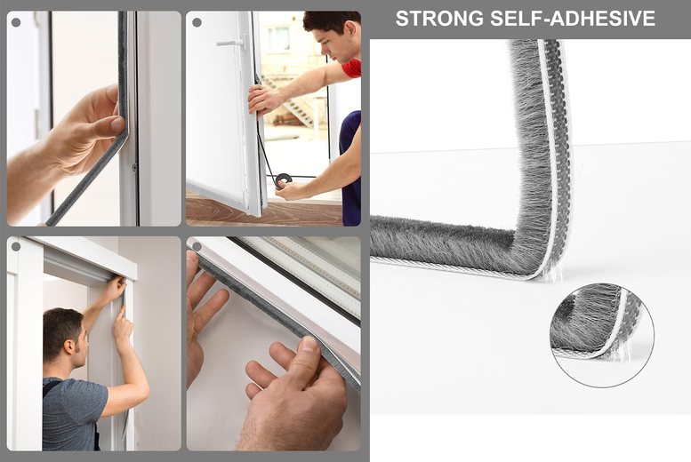 6M Grey Brush Draft Excluder in 2 Sizes | Wowcher