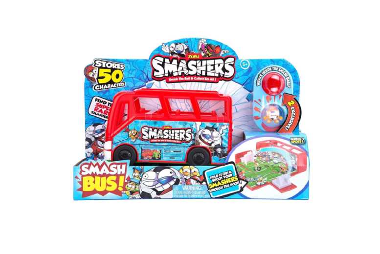 Smashers Team Bus Collectible Playset – Portable Goal-Firing Toy for Ages 5+, Includes 2 Figures | Wowcher