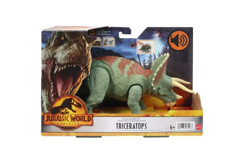 Jurassic World Dominion Dinosaur Action Figure Toy – Triceratops, Realistic Sounds, Ages 4+, Imaginative Play | Wowcher