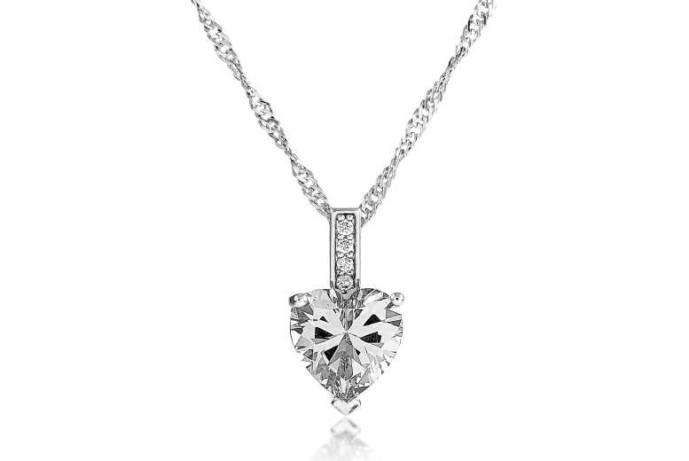 Dazzling Heart Clear Zirconia Jewellery Set – 3 Piece, Rhodium-Plated, Gift-Ready | Wowcher