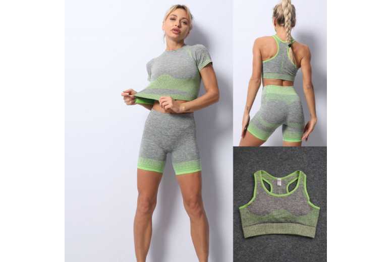 Unisex Black Seamless Sculpting Gym Crop Top & Shorts Set – Breathable, Quick-Dry Activewear | Wowcher