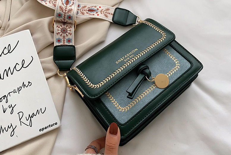 Unisex DARK GREEN: A Stylish PU Leather Retro Cross Body Bag in 4 Colours | Wowcher
