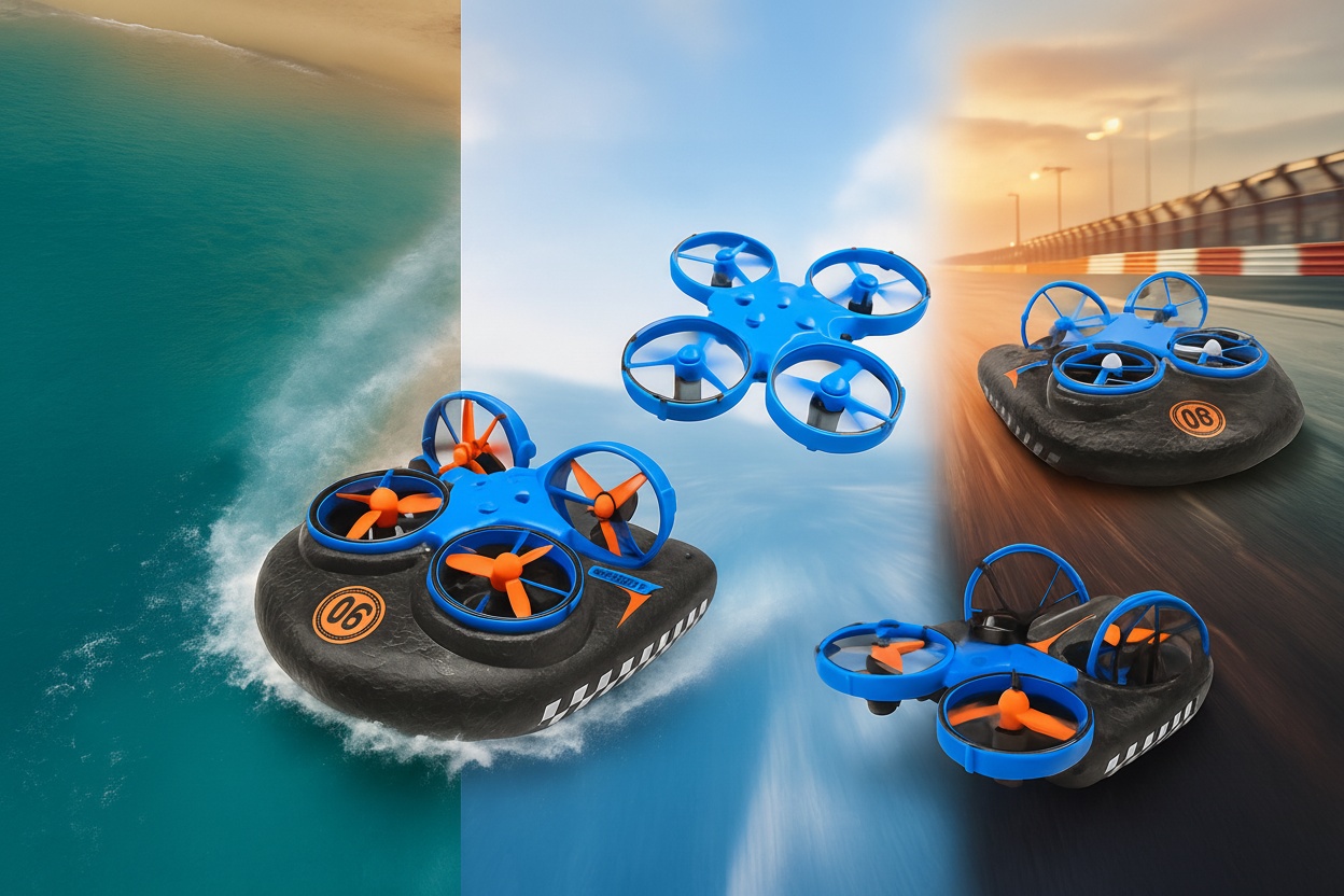 3-in-1 RC Hovercraft Drone - Remote Control Air, Land & Water Stunt Toy (Ages 8+) | Wowcher