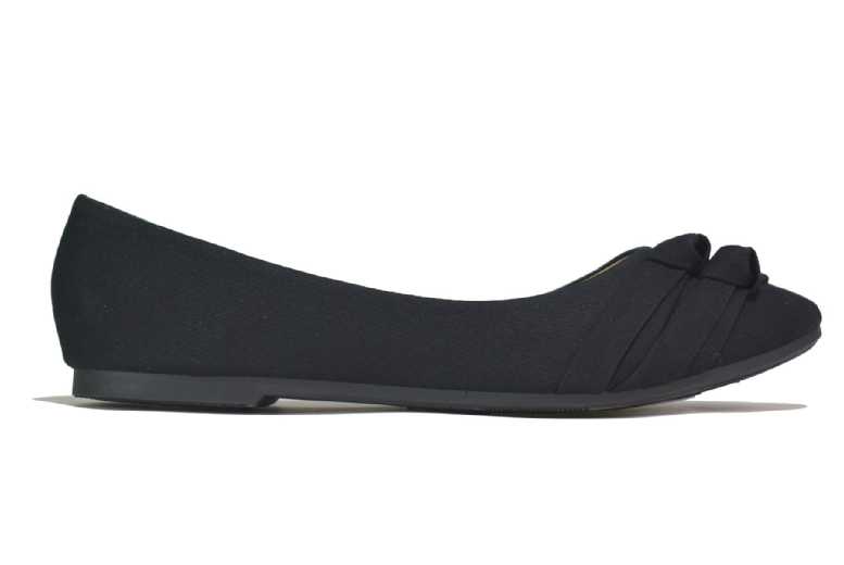 Black Women’s Cushioned Slip-On Ballet Flats with Bow – Casual Everyday Pumps | Wowcher