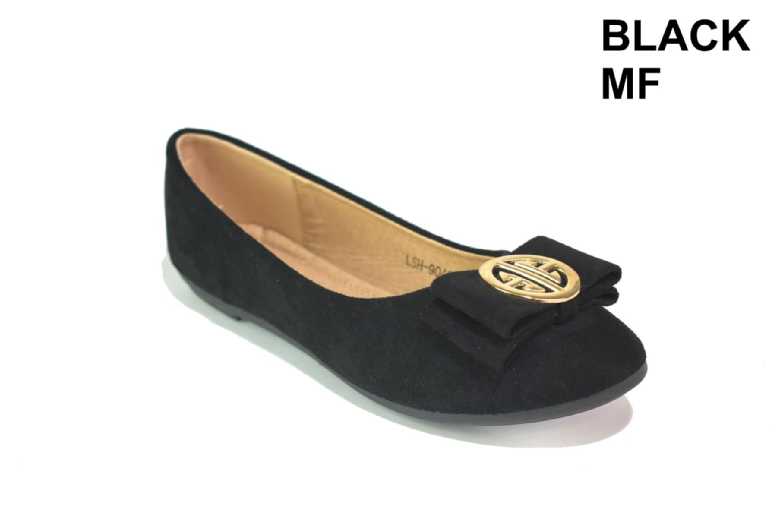 Black Women's Soft Slip-On Ballerina Flats - Cushioned Insole, Bow-Knot, Versatile Comfort Shoes | Wowcher