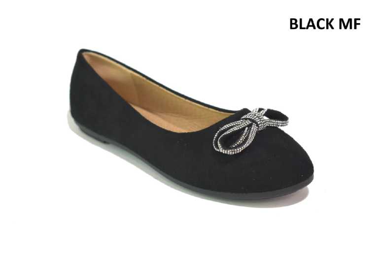 Black Women’s Suede Crystal Knot Buckle Flats – Elegant Suede Slip-On Shoes for Work & Everyday Wear | Wowcher