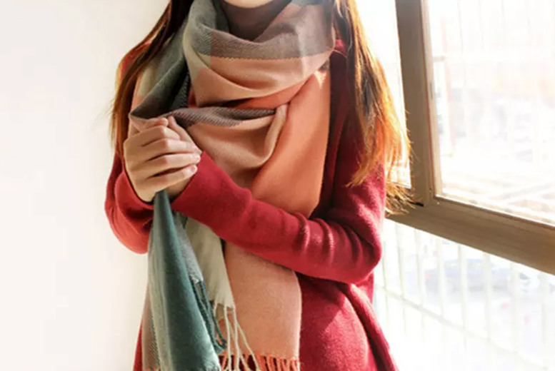 YELLOW: A Women's Oversized Checked Scarf | Wowcher