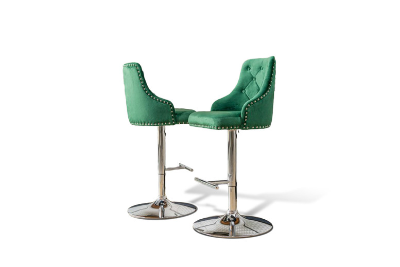 2 Velvet Barstool Chairs with Adjustable Height in 3 Colours 2 Velvet Barstool Chairs with Adjustable Height in 3 Colours