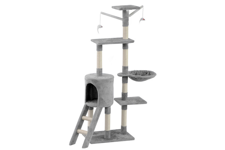 Multi-Level Cat Tree with Sisal Scratching Posts & Plush Bed – Large Sturdy Play Centre | Wowcher