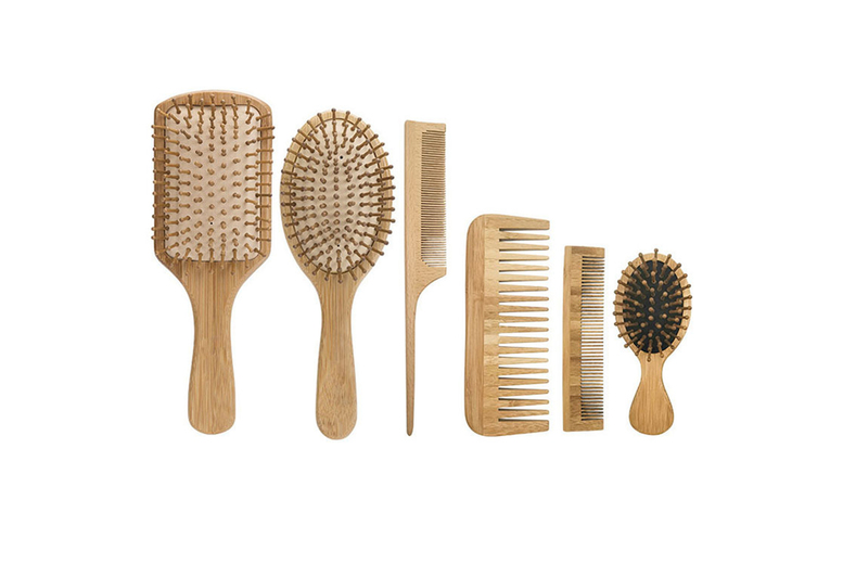 6pc Bamboo Hair Brush Set – Anti-Static, For All Hair Types | Wowcher