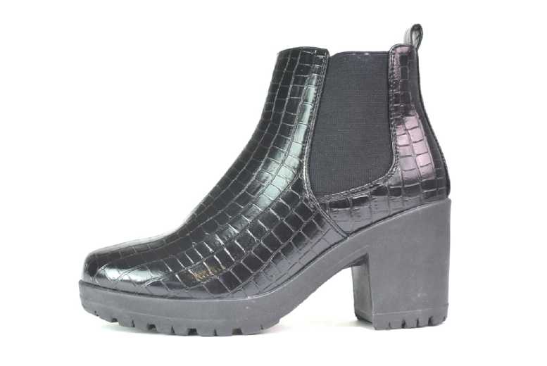 Black Women’s Synthetic Leather Chelsea Boots – Ankle Slip-On Booties, Casual Style, 2-Inch Heel | Wowcher