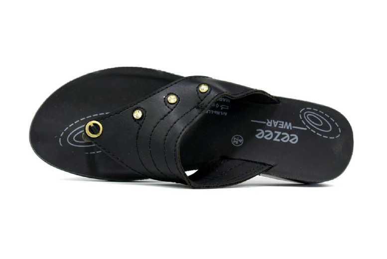 Black Women’s Casual Flip Flop Sandals with Low Wedge – Cushioned Sole | Wowcher