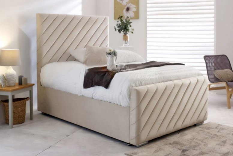 Milan Bed Frame in Cream Velvet with Mattress Options | Wowcher