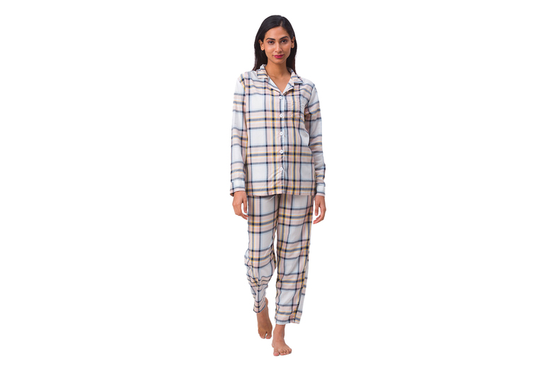 Black Women’s Supersoft Cotton Chequered Pyjama Set – Breathable Summer Nightwear | Wowcher