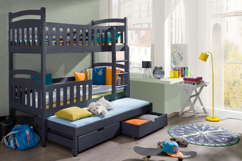 Viki Kids Bunk Bed with Storage, Safety Rails & Pine Wood Frame | Wowcher Viki Kids Bunk Bed with Storage, Safety Rails & Pine Wood Frame | Wowcher
