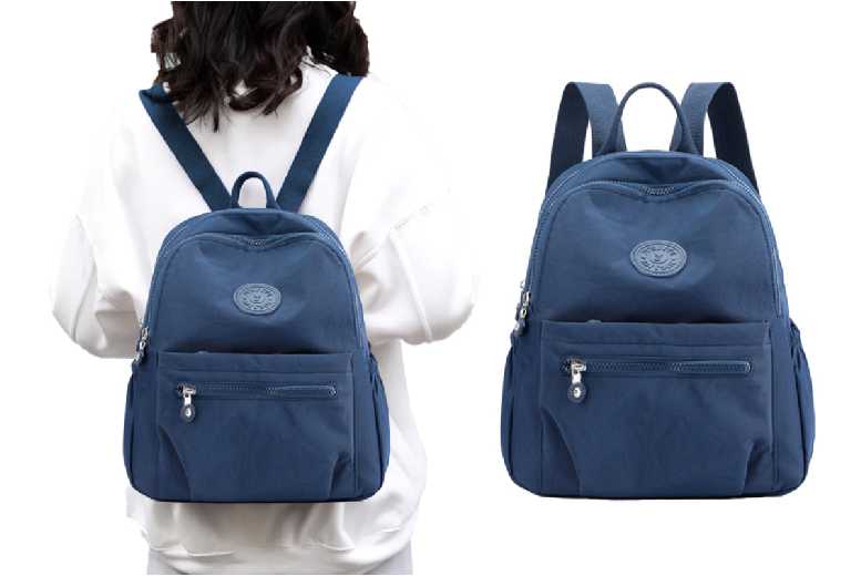 Blue Chic & Compact Water-Resistant Nylon Women’s Backpack – Lightweight, Anti-Theft, Travel-Friendly | Wowcher