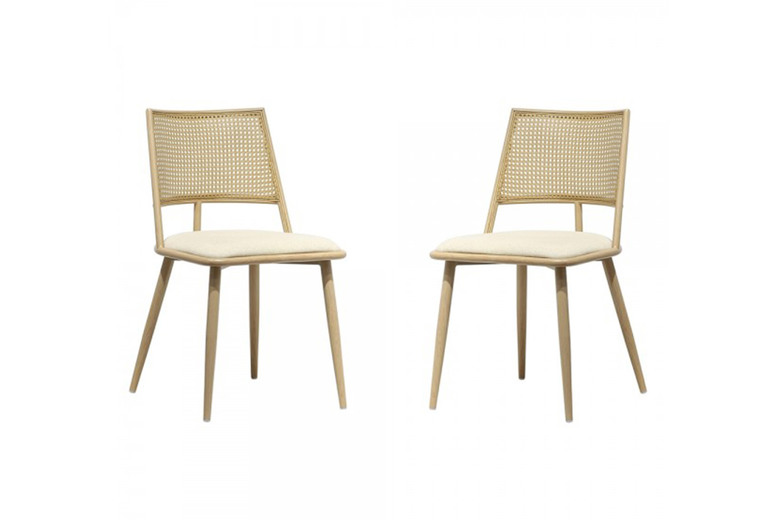 Set of 2 Rattan Dining Chairs – Boucle, Oak or Black! Set of 2 Rattan Dining Chairs – Boucle, Oak or Black!